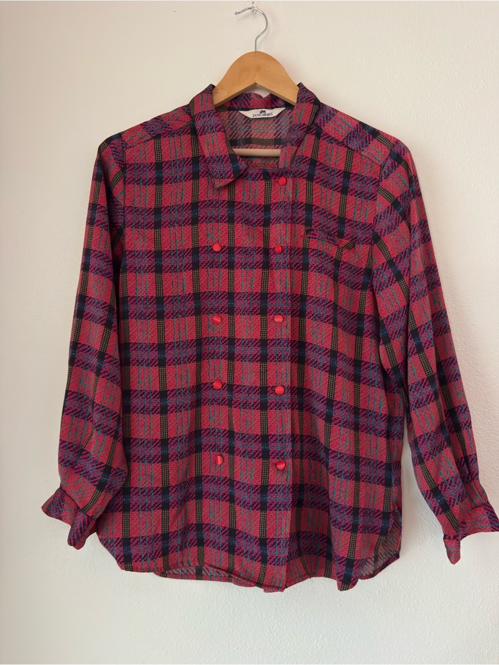 Vintage 90s Jane Moore Womens Plaid Shirt Button Up Long Sleeve Sz S